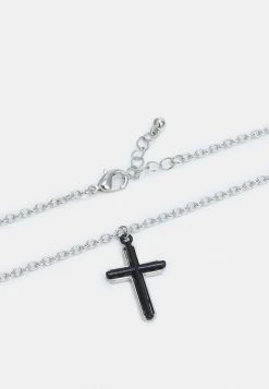 Alternative view of Jack & Jones JACCROSS PENDANT NECKLACE - Necklace - Silver-coloured/black