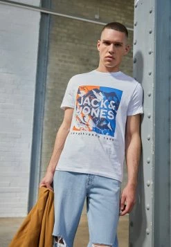 Jack & Jones JCOBOOSTER TEE SS CREW NECK JULY - Print T-shirt - White
