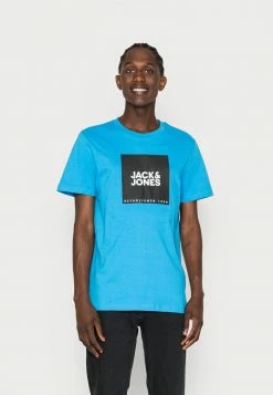 Jack & Jones JJLOCK TEE CREW NECK - Print T-shirt - Blue