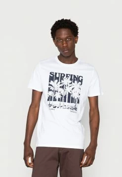 Jack & Jones JORVENICE MONOCHROME TEE CREW NECK - Print T-shirt - Bright White