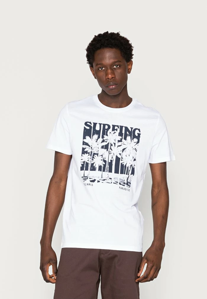 Jack & Jones JORVENICE MONOCHROME TEE CREW NECK - Print T-shirt - Bright White 1 Jack & Jones JORVENICE MONOCHROME TEE CREW NECK - Print T-shirt - Bright White