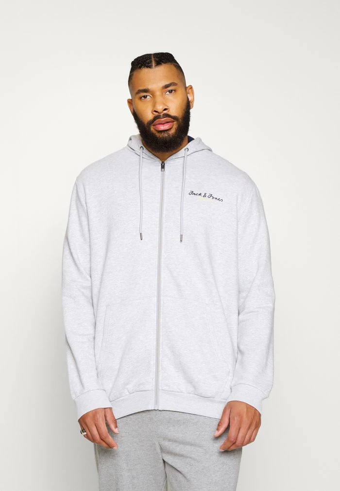 Jack & Jones JCOBERG ZIP HOOD - Zip-up Sweatshirt - Light Grey 1 Jack & Jones JCOBERG ZIP HOOD - Zip-up Sweatshirt - Light Grey