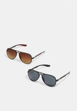Jack & Jones JACAVIATAS SUNGLASSES 2 PACK - Sunglasses - Black/brown