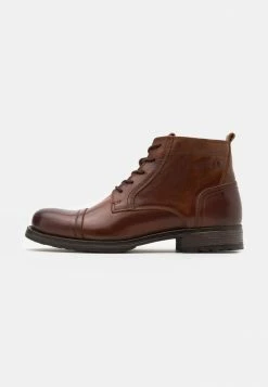 Jack & Jones JFWRUSSEL MID - Lace-up Ankle Boots - Cognac