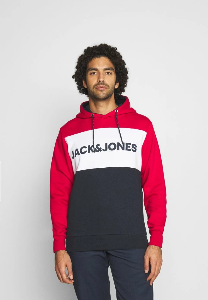 Jack & Jones JJELOGO BLOCKING - Hoodie - Tango Red 1 Jack & Jones JJELOGO BLOCKING - Hoodie - Tango Red