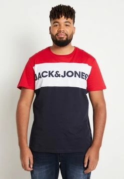 Jack & Jones JJELOGO BLOCKING TEE - Print T-shirt - Tango Red