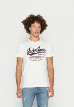 Jack & Jones JJELOGO TEE NECK - Print T-shirt - Cloud Dancer