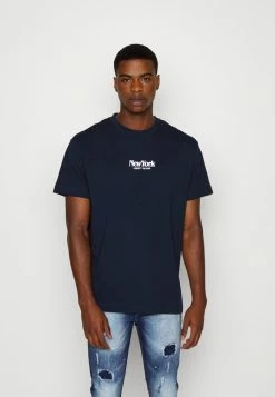 Jack & Jones JORRIVERSIDE TEE CREW NECK UNISEX - Print T-shirt - Navy Blazer