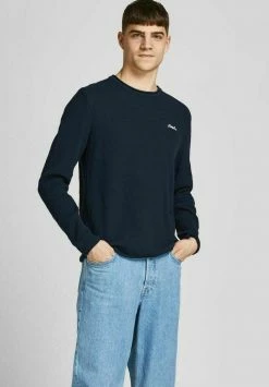 Jack & Jones JORPAUL TONS CREW NECK DETAIL - Jumper - Navy Blazer