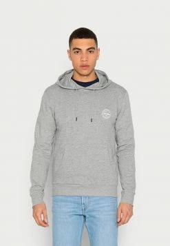 Jack & Jones JJEGORDON SHARK - Hoodie - Light Grey Melange/navy Blazer