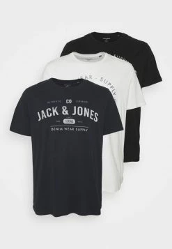 Jack & Jones JJEJEANS TEE CREW NECK 3 PACK - Print T-shirt - Cloud Dancer