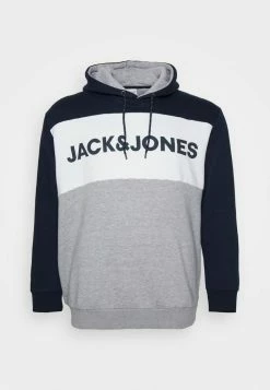 Jack & Jones JJELOGO BLOCKING HOOD - Hoodie - Navy Blazer