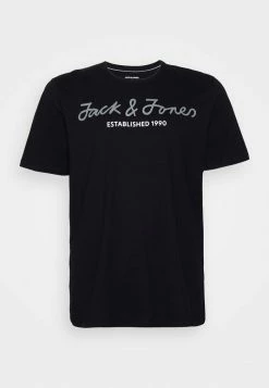 Jack & Jones JCOBERG UPSCALED TEE CREW NECK - Print T-shirt - Black