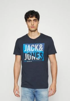 Jack & Jones JJSCOTT TEE CREW NECK - Print T-shirt - Navy Blazer