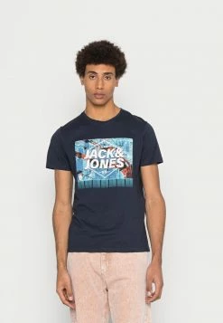 Jack & Jones JCOCALEB TEE CREW NECK - Print T-shirt - Navy