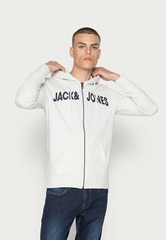 Jack & Jones JJNAVY ZIP HOOD - Zip-up Sweatshirt - White Melange 1 Jack & Jones JJNAVY ZIP HOOD - Zip-up Sweatshirt - White Melange