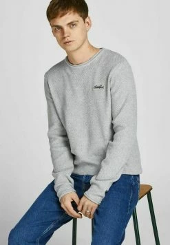 Jack & Jones JORPAUL TONS CREW NECK DETAIL - Jumper - Light Grey Melange -Jack & Jones Shop 2fe9d2abc16e427d8c2cf2e7e07e4314