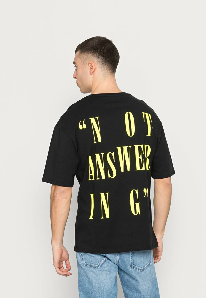 Jack & Jones JORANSWER TEE CREW NECK UNISEX - Print T-shirt - Black 3 Jack & Jones JORANSWER TEE CREW NECK UNISEX - Print T-shirt - Black - Image 3