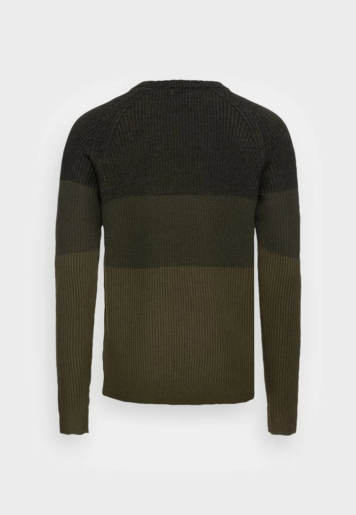 Jack & Jones JJPANNEL CREW NECK - Jumper - Mottled Olive 2 Jack & Jones JJPANNEL CREW NECK - Jumper - Mottled Olive - Image 2