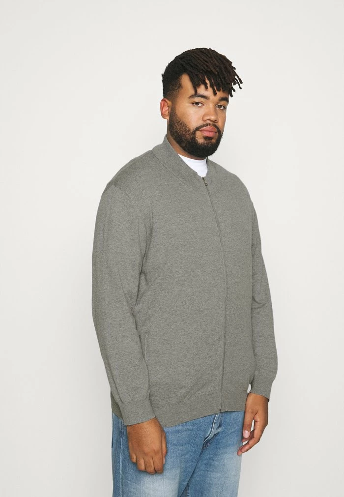 Jack & Jones JJEMIL TURTLE ZIP - Cardigan - Grey Melange 1 Jack & Jones JJEMIL TURTLE ZIP - Cardigan - Grey Melange