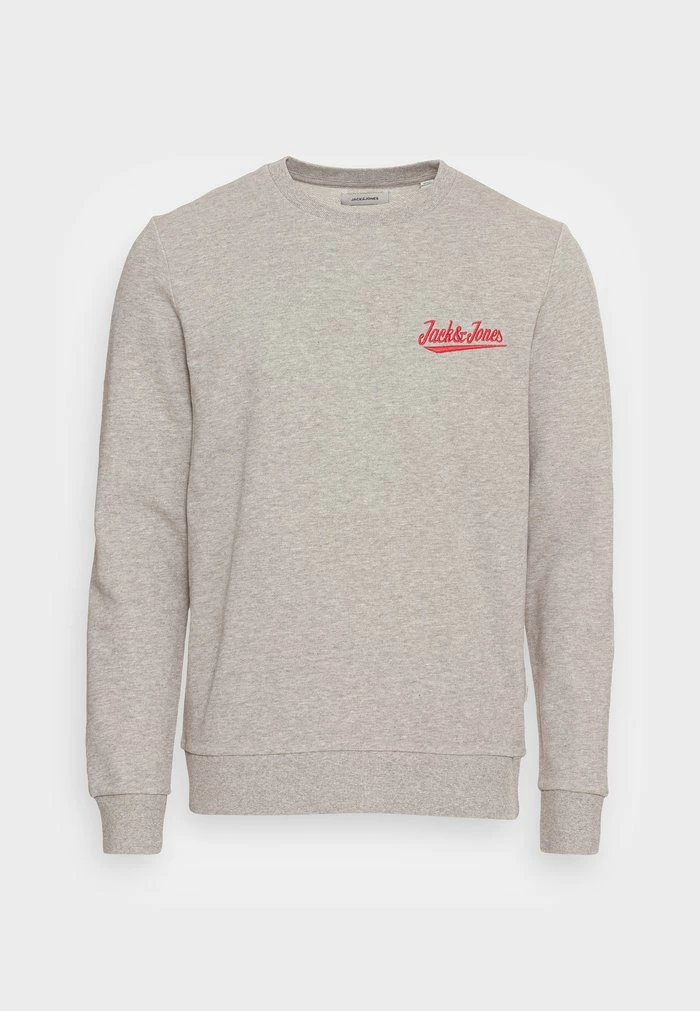 Jack & Jones JJSTRUCTURE EMBROIDERY CREW NECK - Sweatshirt - Light Grey Melange 4 Jack & Jones JJSTRUCTURE EMBROIDERY CREW NECK - Sweatshirt - Light Grey Melange - Image 4