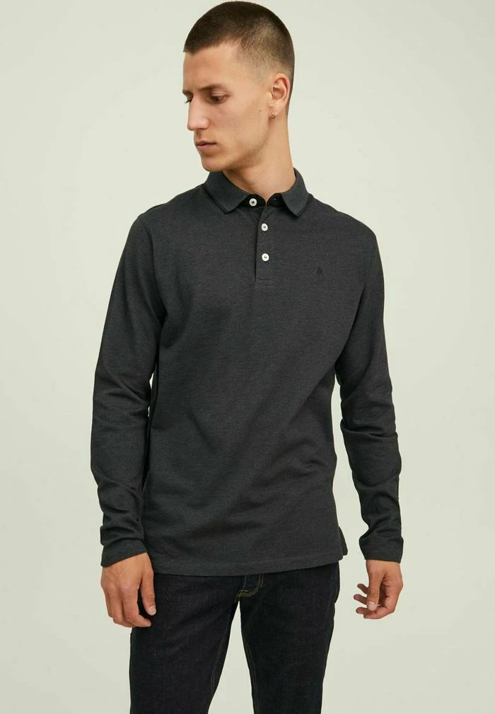 Jack & Jones JJEPAULOS - Polo Shirt - Dark Grey Melange 1 Jack & Jones JJEPAULOS - Polo Shirt - Dark Grey Melange