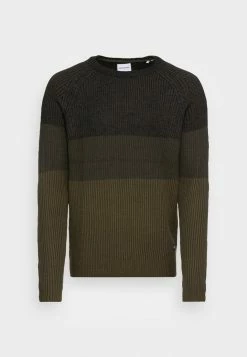 Jack & Jones JJPANNEL CREW NECK - Jumper - Mottled Olive