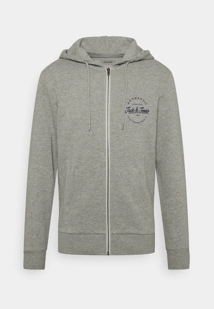 Jack & Jones JJDUSTY ZIP HOOD - Zip-up Sweatshirt - Light Grey Melange 1 Jack & Jones JJDUSTY ZIP HOOD - Zip-up Sweatshirt - Light Grey Melange