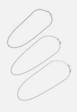 Jack & Jones JACMICRO CUBAN CHAIN 3 PACK UNISEX - Necklace - Silver-coloured