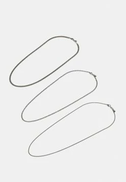 Jack & Jones JACMICRO CUBAN CHAIN 3 PACK UNISEX - Necklace - Black