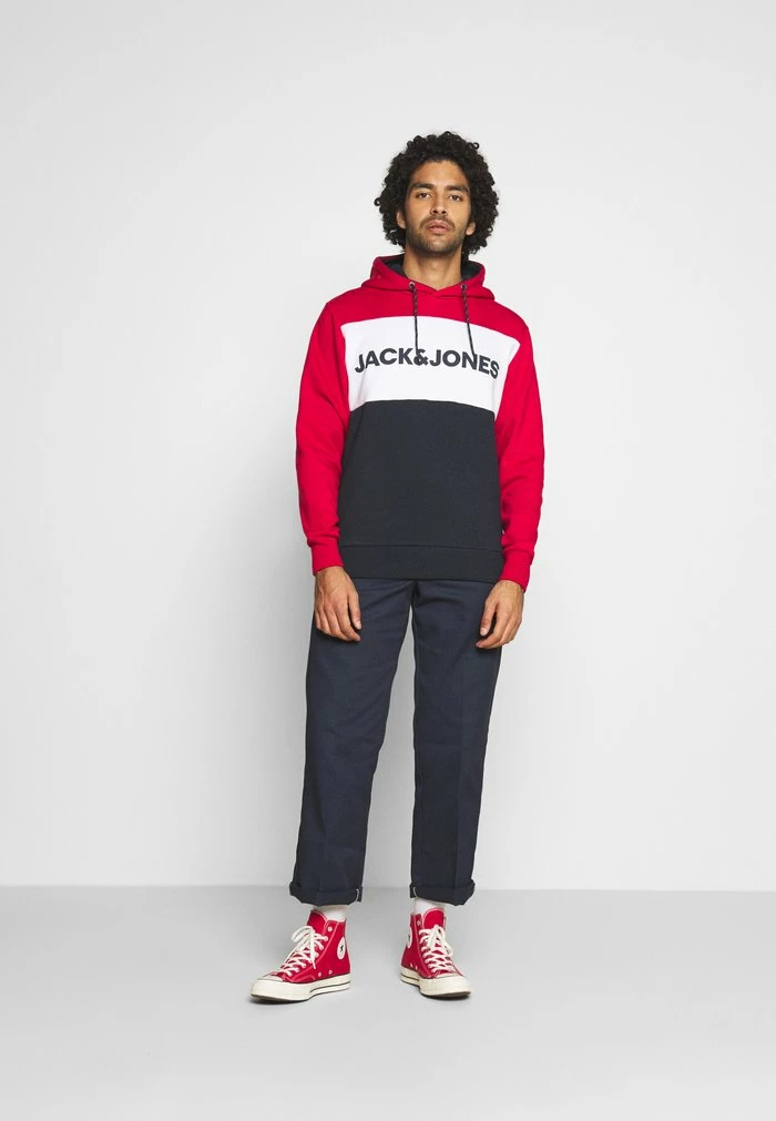 Jack & Jones JJELOGO BLOCKING - Hoodie - Tango Red 2 Jack & Jones JJELOGO BLOCKING - Hoodie - Tango Red - Image 2