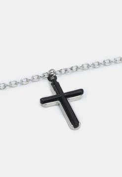 Jack & Jones JACCROSS PENDANT NECKLACE - Necklace - Silver-coloured/black -Jack & Jones Shop 63905f7a51934d739895869b94e6bc42