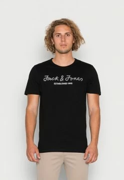 Jack & Jones JCOBERG UPSCALED TEE CREW NECK - Print T-shirt - Black