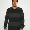 Jack & Jones JJPANNEL STRIPE CREW NECK - Jumper - Forest Night