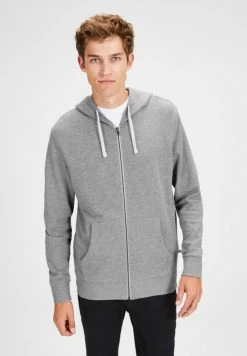 Jack & Jones JJEHOLMEN - Zip-up Sweatshirt - Mottled Light Grey