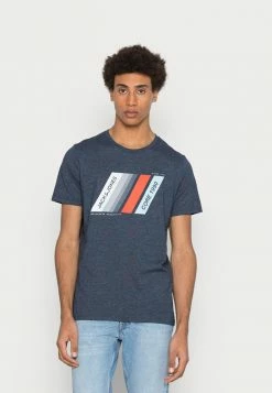 Jack & Jones JCOCONNOR CREW NECK - Print T-shirt - Navy/melange