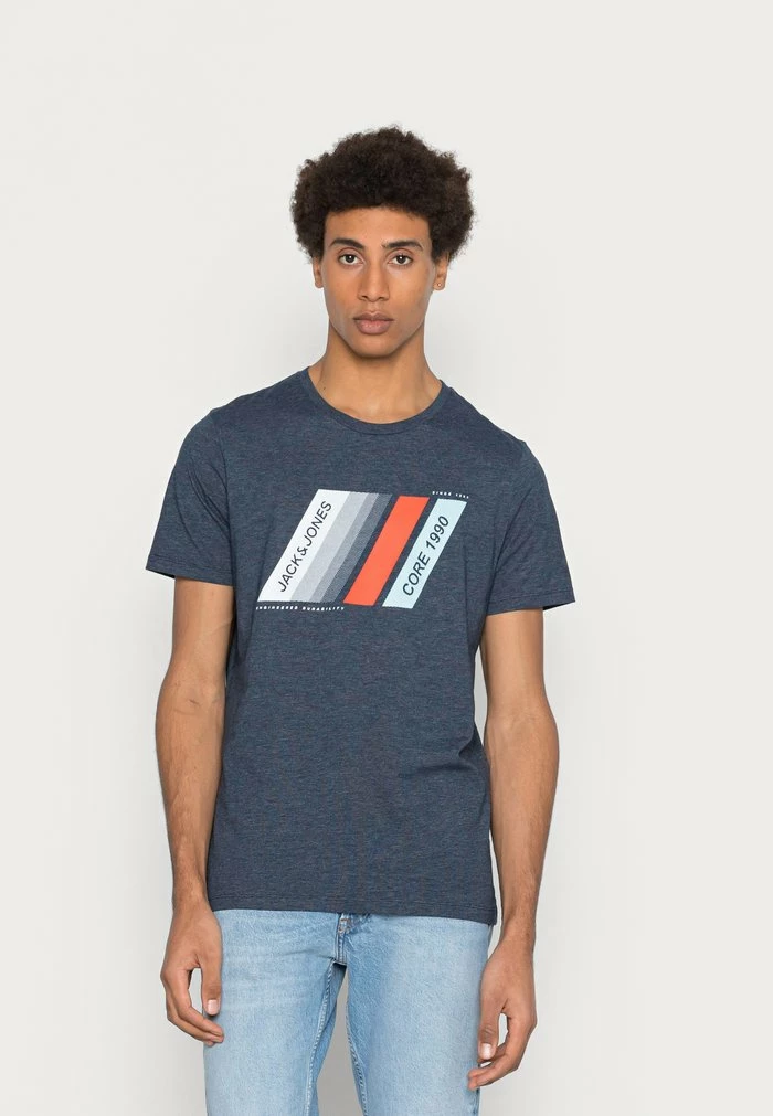Jack & Jones JCOCONNOR CREW NECK - Print T-shirt - Navy/melange 1 Jack & Jones JCOCONNOR CREW NECK - Print T-shirt - Navy/melange