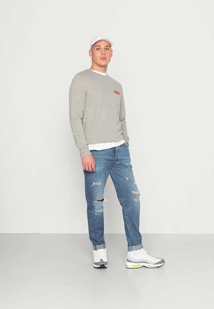 Jack & Jones JJSTRUCTURE EMBROIDERY CREW NECK - Sweatshirt - Light Grey Melange 2 Jack & Jones JJSTRUCTURE EMBROIDERY CREW NECK - Sweatshirt - Light Grey Melange - Image 2