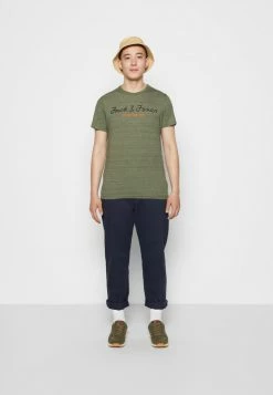 Jack & Jones UPSCALED TEE CREW NECK 3PK - Print T-shirt - Fourleafclover/white/navy