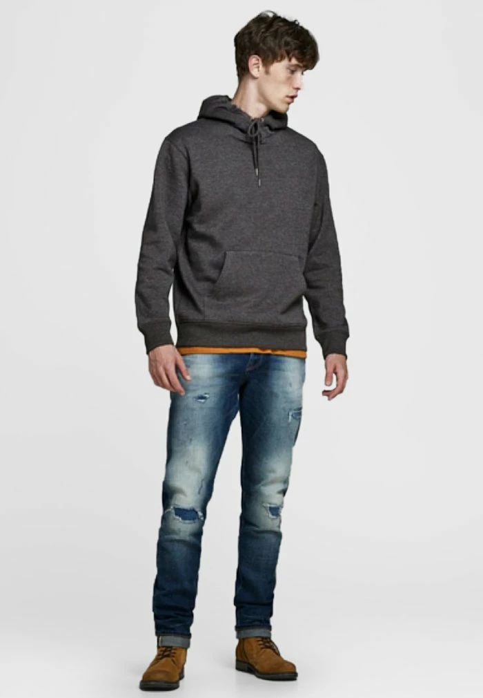 Jack & Jones JJESOFT HOOD - Hoodie - Dark Grey Melange 2 Jack & Jones JJESOFT HOOD - Hoodie - Dark Grey Melange - Image 2