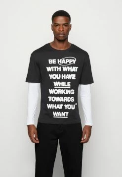 Jack & Jones JORHAPPY TEE CREW NECK - Long Sleeved Top - Black