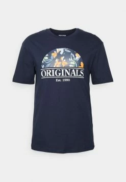 Jack & Jones JORFLOWER BRANDING TEE - Print T-shirt - Navy Blazer