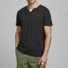 Jack & Jones JJESPLIT NECK TEE - Basic T-shirt - Black