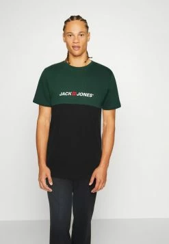 Jack & Jones JORCORP BLOCKS TEE CREW NECK - Print T-shirt - Trekking Green