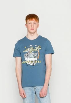Jack & Jones JORSUNNYSKULL TEE CREW NECK - Print T-shirt - Bluefin