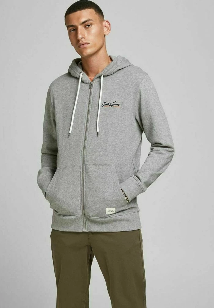 Jack & Jones JORTONS ZIP HOOD - Zip-up Sweatshirt - Light Grey Melange 2 Jack & Jones JORTONS ZIP HOOD - Zip-up Sweatshirt - Light Grey Melange - Image 2