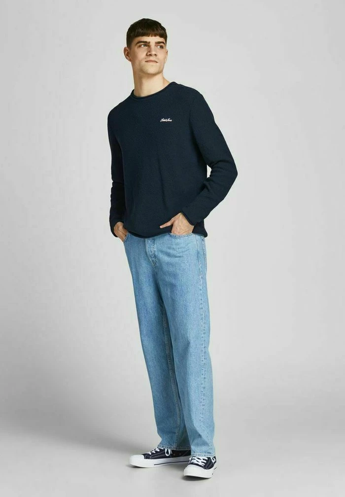 Jack & Jones JORPAUL TONS CREW NECK DETAIL - Jumper - Navy Blazer 2 Jack & Jones JORPAUL TONS CREW NECK DETAIL - Jumper - Navy Blazer - Image 2