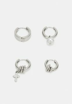 Jack & Jones JACVAREDO EARRINGS UNISEX 4 PACK - Earrings - Silver-coloured