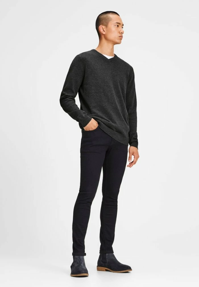 Jack & Jones JJEBASIC - Jumper - Dark Grey 2 Jack & Jones JJEBASIC - Jumper - Dark Grey - Image 2