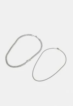 Jack & Jones JACRIVOLI NECKLACE SET UNISEX - Necklace - Silver-coloured